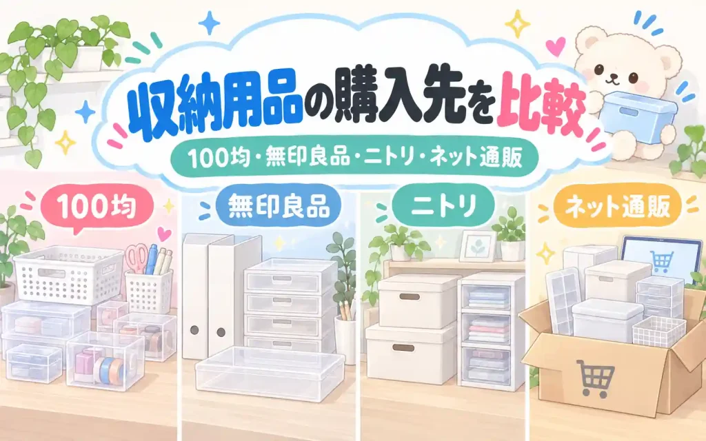収納用品の購入先を比較｜100均・無印良品・ニトリ・ネット通販